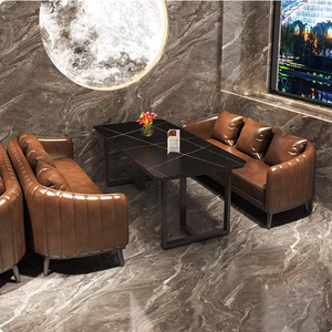 Retro phong cách công nghiệp thanh gian hàng sofa khách sạn Bistro Tây Nhà hàng đồ nội thất bằng đá cẩm thạch bảng và Sofa Bộ cho âm nhạc ăn uống thanh - Product Image 4