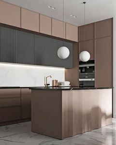 Petite cuisine moderne et simple avec armoires de cuisine, Nodekitchen avec électroménager, cuisine avec électroménager - Product Image 3