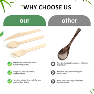 مجموعة أدوات مائدة خشبية قابلة للتحلل 100% طبيعية مع تغليف مخصص - Product Image 6