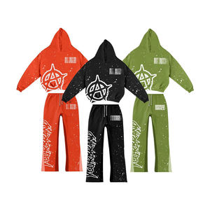 Vintage Sun Fade Joggers Hombres Ropa 2 piezas Set Acid Wash Hombres Francia <span class=keywords><strong>Fleece</strong></span> Heavyweight Gsm Set Sweatsuit Chándal para hombres - Product Image 5