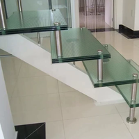 Verre feuilleté trempé antidérapant PVB SGP 12mm+12mm+12mm pour escaliers extérieurs d'hôtel et décoration extérieure, verre de sol durable