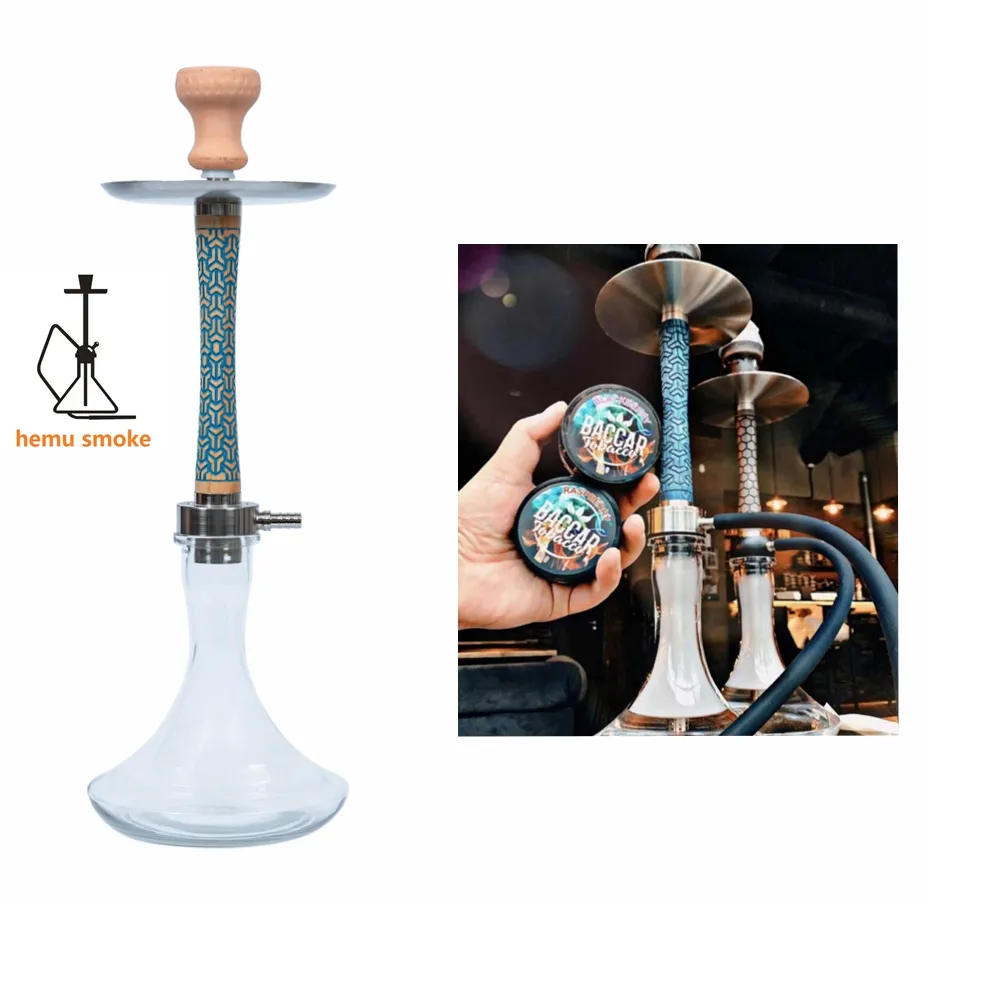 새로운 사회 연기 Shisha 우아한 유리 물 담뱃대 나무 Sheesha Hukka 세트 흡연 물 파이프