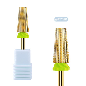 Broca de carburo de tungsteno chapada en oro 5 en 1, removedor de esmalte de gel de múltiples granos, vástago de <span class=keywords><strong>3</strong></span>/32 pulgadas para máquina de manicura - Product Image 4