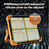 Nouvelle Arrivée Projecteur LED RGB Portable en ABS Rechargeable IP65 100W/200W avec Charge Solaire USB et Mise au Point Réglable