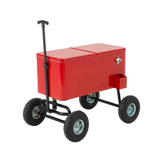 80qt wagon Rolling Cooler Ice Chest Retro Drinks Cooler