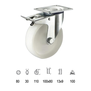 Ruota Industriale in Nylon con Piastra di Frenatura 80mm - Product Image 1
