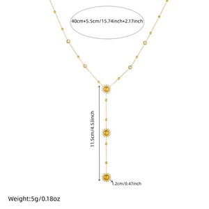 Fashionable Sunflower Pendant Necklace Stainless Steel Chain With Diamond Accents Party Jewelry N3921 - Product Image 4