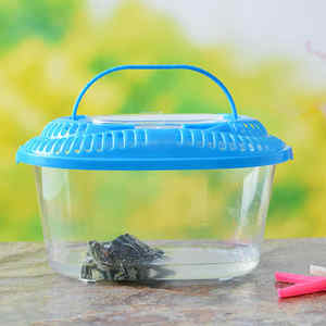 <span class=keywords><strong>Mini</strong></span> aquarium en plastique portable Aquarium boîte d'élevage de poissons avec couvercle tortue reptile aquarium en plastique - Product Image 4