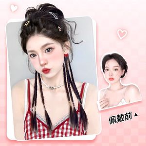 Nueva coleta de cabello trenzado doble estilo chino con trenza tipo bóxer, accesorio de cabello sintético resistente al calor para mujer - Product Image 1