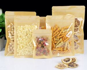 Sacs étanches avec fenêtre pour fermeture éclair refermable, sacs d'emballage alimentaire en papier kraft avec votre propre logo, 10x15cm, pack promotionnel - Product Image 4