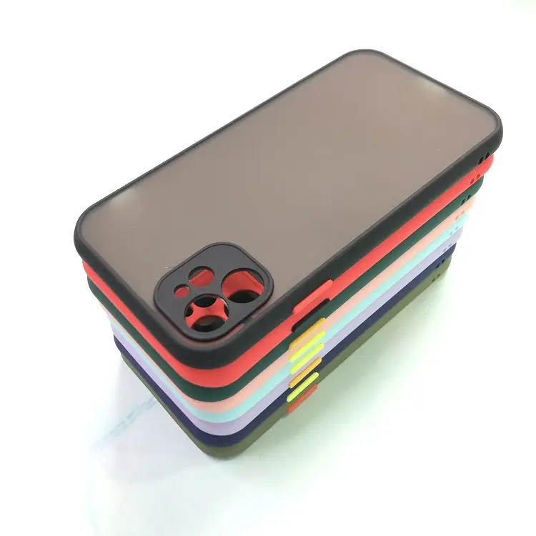 नई पारदर्शी रंग बटन मैट त्वचा पीसी Shockproof फोन के मामले में iPhone के लिए 12 11 प्रो मैक्स XS XR 6 एस 7 एस 8 एस प्लस प्रकरण Fundas