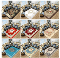 Tapis de sol personnalisé en velours noir à motifs floraux, antidérapant, doux, pour salon, tapis de style européen persan, décoration de luxe pour la maison, grand format