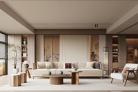 Meuble mural de rangement sur mesure insonorisant haut de gamme pour canapé, idéal pour la rénovation complète des appartements de luxe