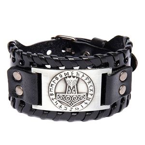 Nordic Viking Style Wide Leather <b>Compass</b> Bracelet Men's Bracelet Celtic Viking Jewelry Thor's Hammer Bracelet Accessories Gifts - Product Image 5