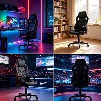 Chaises de bureau ergonomiques, équipées de cuir luxueux, chaises de jeu inclinables à gravité zéro et réglables en noir, modernes