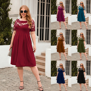 Abito Casual da <span class=keywords><strong>Donna</strong></span> ODM Nuovo con Pizzo Traforato, Vestito Comodo per Vacanze e Lavoro, Abbigliamento <span class=keywords><strong>Donna</strong></span> <span class=keywords><strong>Taglie</strong></span> <span class=keywords><strong>Forti</strong></span> Pronto per la Spedizione - Product Image 3