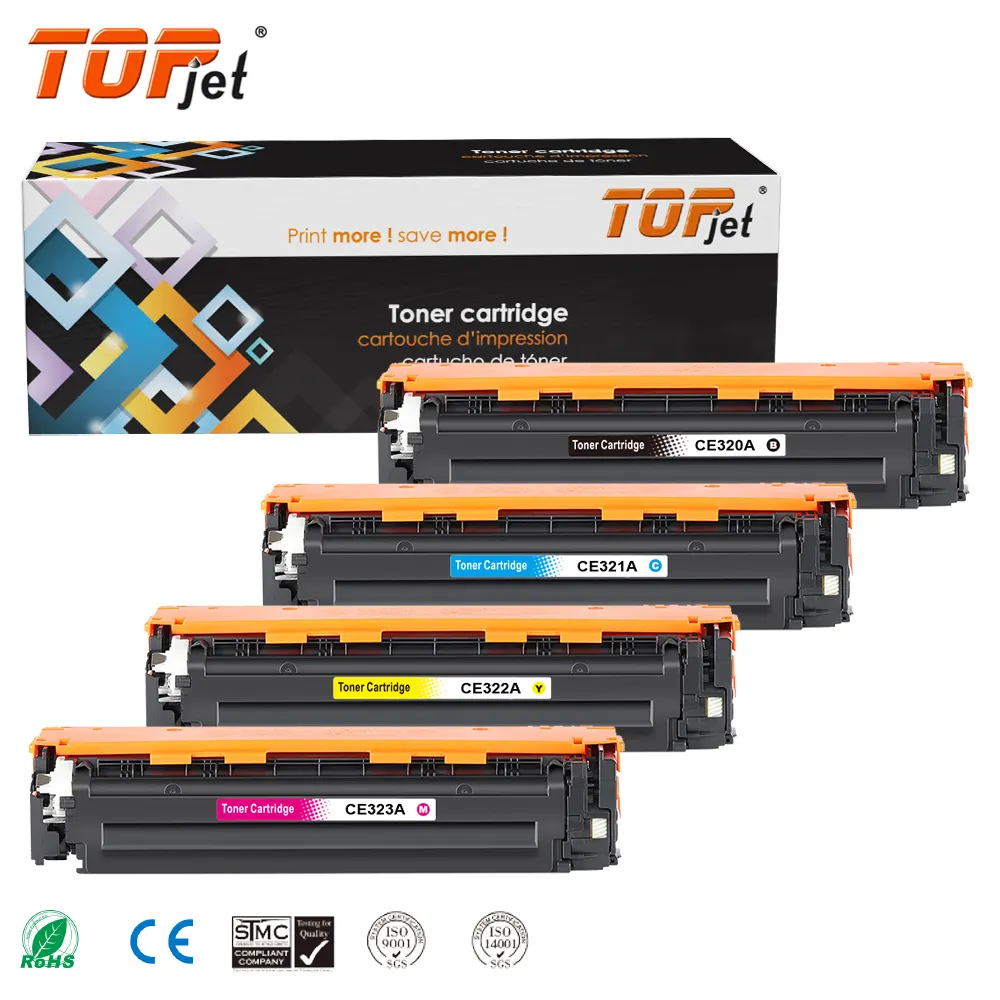 Topjet CE320A CE321A CE322A CE323A 128A CE320 סט מחסניות טונר צבעוני תואם למדפסת HP Laserjet Pro CM1411fn CP1521