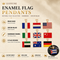 LUOYUNE Liontin Punk Kuningan Berlapis Emas 18K Gaya Semua Bendera Nasional yang Dapat Disesuaikan, Liontin Pesona Bendera Kuba dengan Zirkon Kubik untuk Hadiah