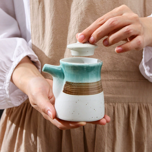 เครื่องจ่ายเครื่องปรุงเหลว เครื่องจ่ายซอสปรุงรสพร้อมฝาปิด ขวดน้ำมันเซรามิกแบบญี่ปุ่น ขวดน้ำส้มสายชูโพนซึ - Product Image 4