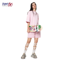 Ensemble T-shirt et short pour homme, été, tricoté, polyester/coton, coupe ample, tissu rafraîchissant, imprimé, manches courtes, style streetwear