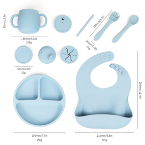 2025 silicon yếm bán chạy bé nguồn cung cấp Silicone bé ăn đặt trẻ sơ sinh Đặt món quà bé Tấm đặt - Product Image 4