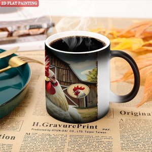 Frosted Black <b>Ceramic</b> Mug 11oz Heat Color Changing Drinking <b>Cup</b> With Reinforced Handle Durable Anti Fall Design - Product Image 5