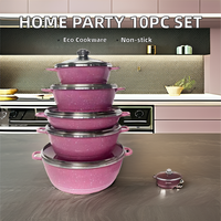 Ensemble d'ustensiles de cuisine en aluminium moulé sous pression antiadhésif à fond en spirale moderne de 10 pièces
