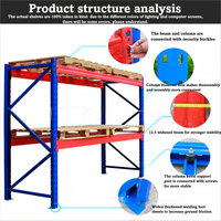 Système de stockage industriel robuste en acier pour entrepôt avec rayonnage à palettes à 3 niveaux et étagères, capacité de 1000 kg
