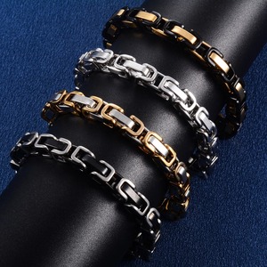 Pulsera de Cadena Bizantina de Acero Inoxidable de 6mm y 23cm para Hombre, Estilo Punk Rock, Cadena de Mano, Tobillera, Brazalete, Joyería Metálica - Product Image 1