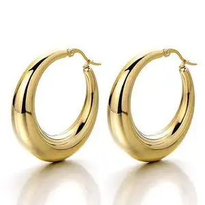 Exaggerate Big Smooth Simple Party Round Loop Circle Earrings Brincos Pendiente For Women
