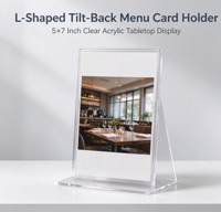 Support de table en acrylique transparent en forme de T, double face, 8,5 x 11 pouces, pour menu de restaurant