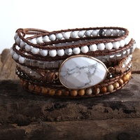 Grosir Fashion Gelang Manik-Manik Kustom Perhiasan Personalisasi Buatan Tangan Batu Permata Alami 4mm Kristal 5 Untai Gelang Lilit