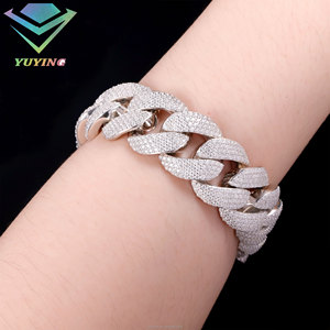 สร้อยคอฮิปฮอปเพชรโมอิสซาไนต์ VVS สี D ขนาด 13 มม.-22 มม. เงินแท้ 925 ชุบทอง 18K แบบ Iced Out Cuban Link สำหรับผู้ชาย - Product Image 5