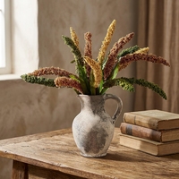 Vase antique en terre cuite vieillie, élégant centre de table, pots en argile patinée, vases à fleurs avec deux poignées
