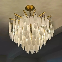 Lustre rond en albâtre, éclairage moderne, lustre en cristal pour salon, luminaire de plafond moderne et simple, hall d'hôtel