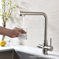 Robinet de cuisine 3-en-1 en acier inoxydable 304, mitigeur purificateur d'eau à poignée unique pour eau potable directe chaude et froide