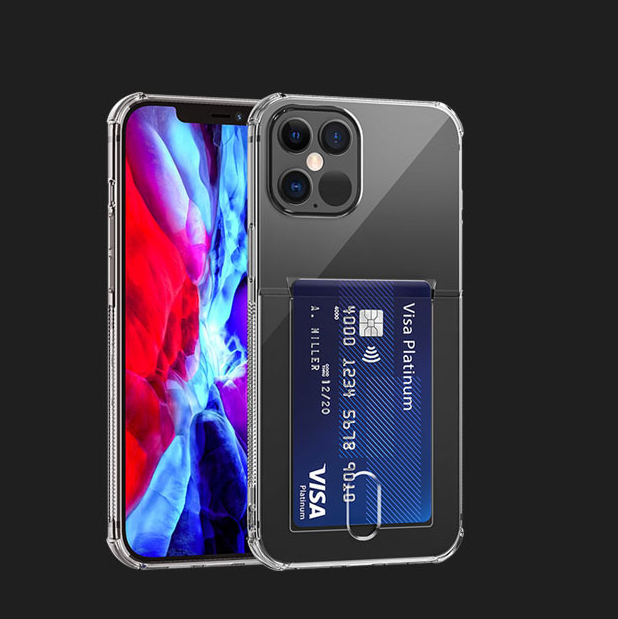 For iPhone 12 13 14 15 Case Clear Color Phone Case with Credit Card Clear for iPhone 16 17 18 Pro Case with Credit Card Pocket