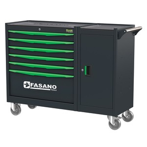 Armoire à outils roulante Fasano Tools à 6 tiroirs avec porte et roulettes pour la réparation automobile - Product Image 1