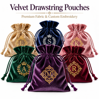 Pochette à bijoux en velours doux en gros, sac en velours à cordon avec logo personnalisé pour bagues, colliers, boucles d'oreilles, emballage cadeau et rangement de bijoux