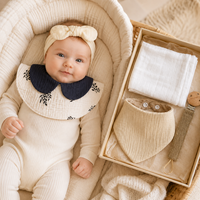 Ensemble de bandeaux imprimés super doux et absorbants pour nouveau-nés sans BPA, bavoirs en coton et lin pour bébés