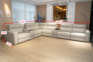 Divano Angolare Moderno di Lusso in Pelle con Recliner, Set di Mobili per <span class=keywords><strong>Soggiorno</strong></span> - Product Image 6