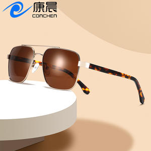 Lunettes de soleil de luxe pour hommes, monture carrée en métal, branches en acétate, protection UV400, polarisées, pour la conduite, type 3, verres TAC - Product Image 2