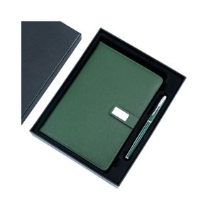 Custom Green Leather Note Book Corporate Gift Set <b>Refill</b> Notepad Wholesale Promotional Business Gift Items Notebook With <b>Pen</b> - Product Image 6