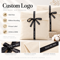 Sac à poussière en coton biologique personnalisé avec logo OEM ODM, ruban en satin noir pour le rangement des chaussures et des chaussettes