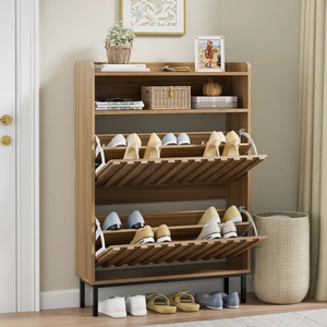 Mueble de <span class=keywords><strong>Madera</strong></span> <span class=keywords><strong>MDF</strong></span> de Diseño Moderno, Ahorro de Espacio, Zapatero Simple para el Hogar, Diseños de <span class=keywords><strong>Madera</strong></span> para Muebles de Hogar - Product Image 4