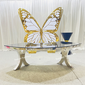 Foshan mariage serpentine argent rond demi-lune <span class=keywords><strong>en</strong></span> acier inoxydable <span class=keywords><strong>verre</strong></span> haut S forme <span class=keywords><strong>Table</strong></span> à <span class=keywords><strong>manger</strong></span> - Product Image 6