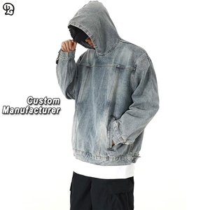 Benutzer definierte Hersteller Casual Denim Hoodies Jacken Vintage Distressed <span class=keywords><strong>Jean</strong></span> Übergroße Sweatshirts Pullover Tops für Männer Stylish - Product Image 1