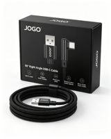 Câble USB2.0 Type C à angle droit 90° avec logo personnalisé, coque en aluminium assemblée, tressage en nylon, 480 Mbps, câble de charge et de données