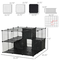 Vente chaude : Cage pliable pratique à 3 niveaux pour petits animaux, lapins, cochons d'Inde, parc de jeu portable en fer pour animaux de compagnie d'intérieur