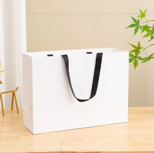 Sacs fourre-tout en papier avec poignée en ruban de luxe multicolores, logo personnalisé, sacs d'emballage cadeau recyclables pour les boutiques - Product Image 5